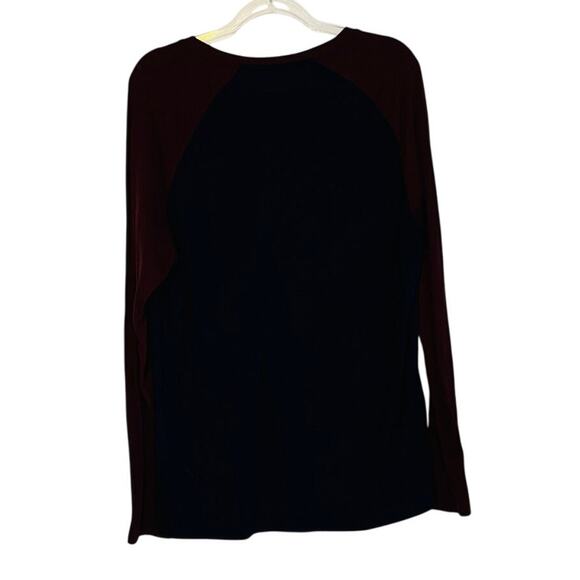 Raglan Blue Burgundy Long Sleeve L - Picture 2 of 3